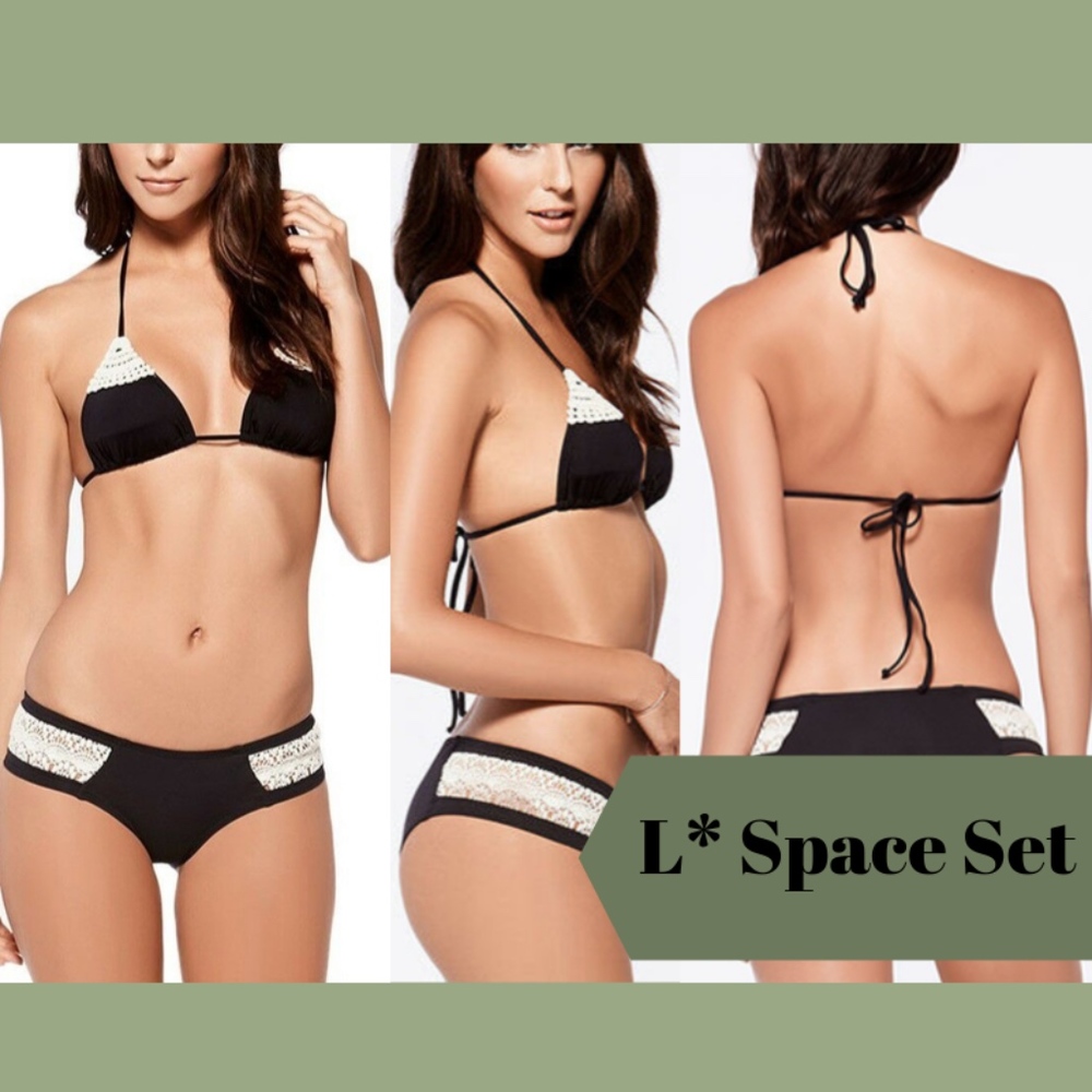 NWT 2PC L Space [ medium ] Dreamer Crochet Lucy Bikini‎ Top + Twilight Bottom